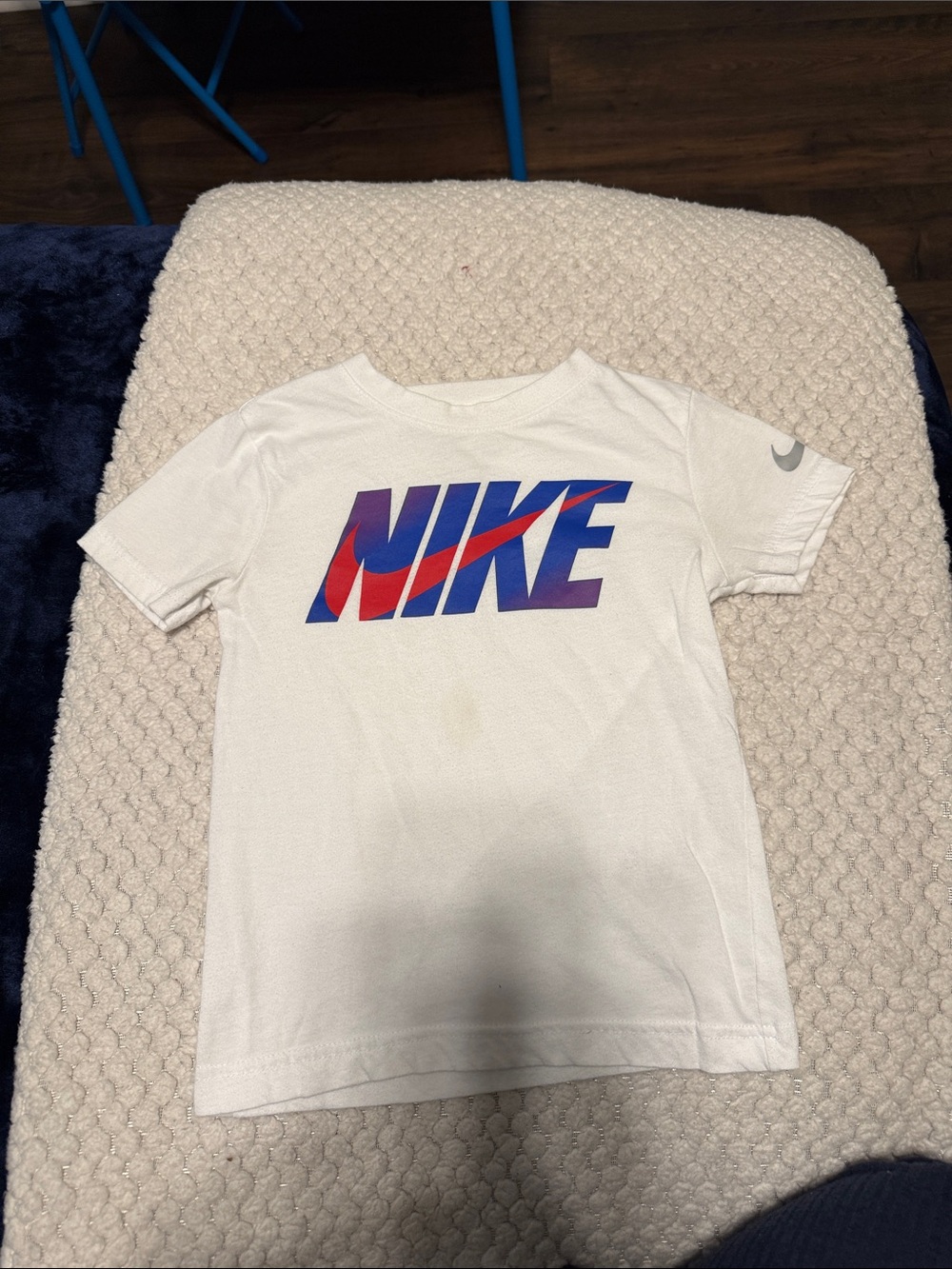 Nike White Tee with Blue & Red Gradient Logo